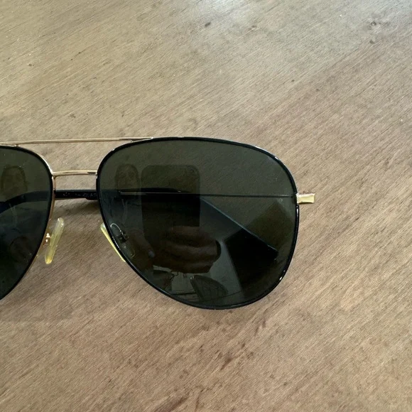 Saint Laurent Aviator Sunglasses Black Gold Frame Classic YSL - Picture 5 of 5